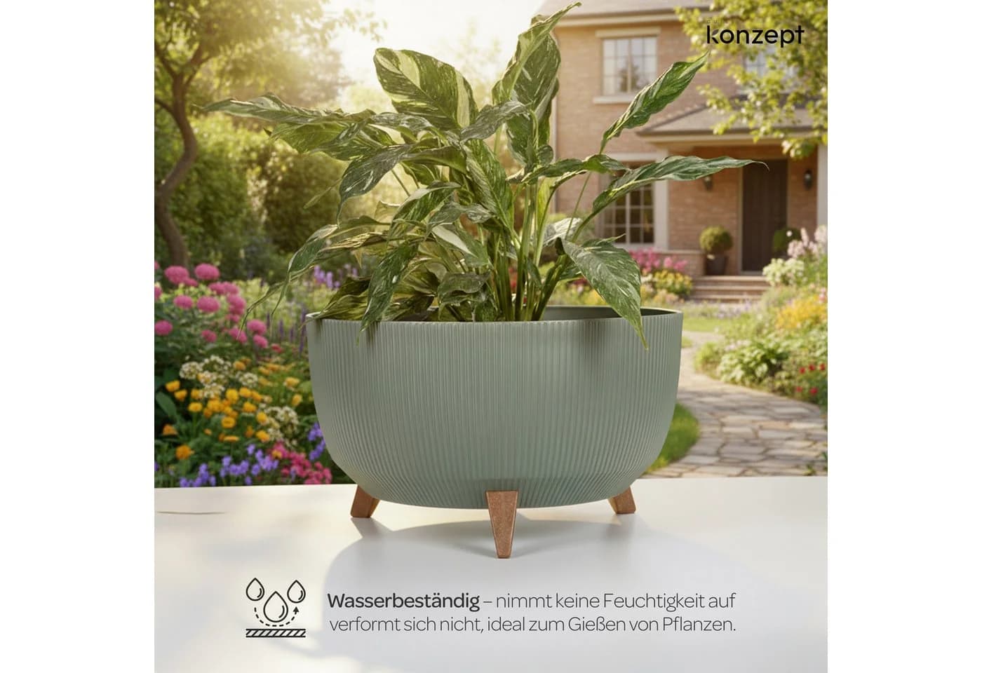 KONZEPT Blumentopf mit Füßen – großer Blumenkübel aus Kunststoff, 40 oder 47cm, modern & wetterfest, für Innen und Außen - Bild 4