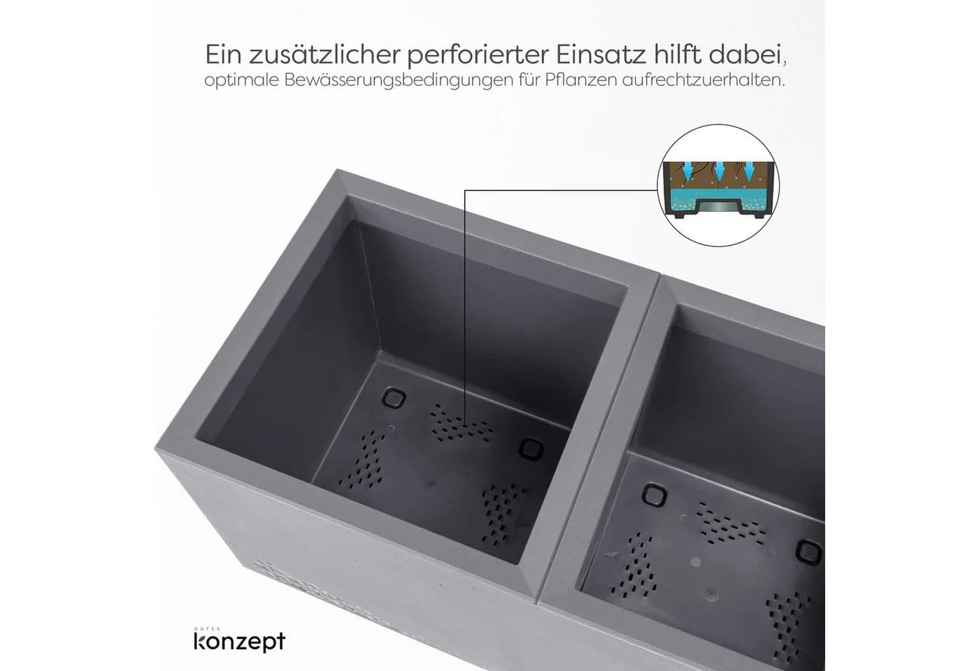 KONZEPT Pflanzkübel Großer auf Rollen Beton-Optik - Bild 3