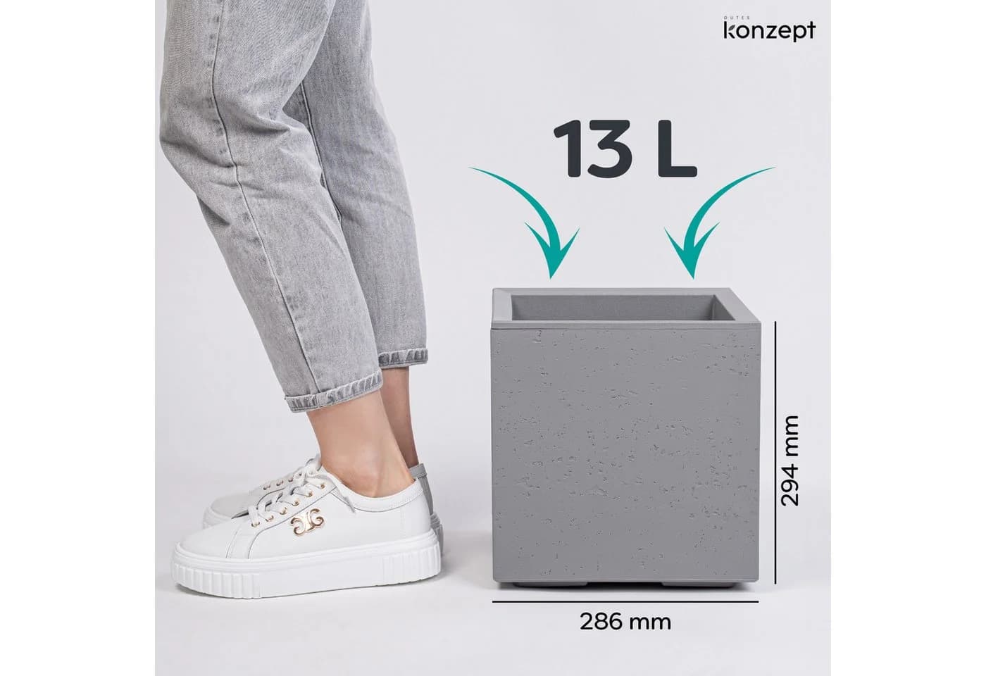 KONZEPT Pflanzkübel Grau Beton-Optik mit Rollen
