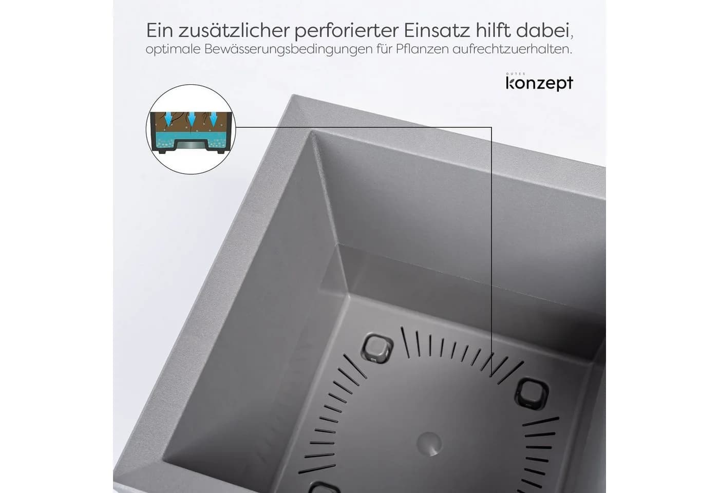 KONZEPT Pflanzkübel Grau Beton-Optik mit Rollen - Bild 3
