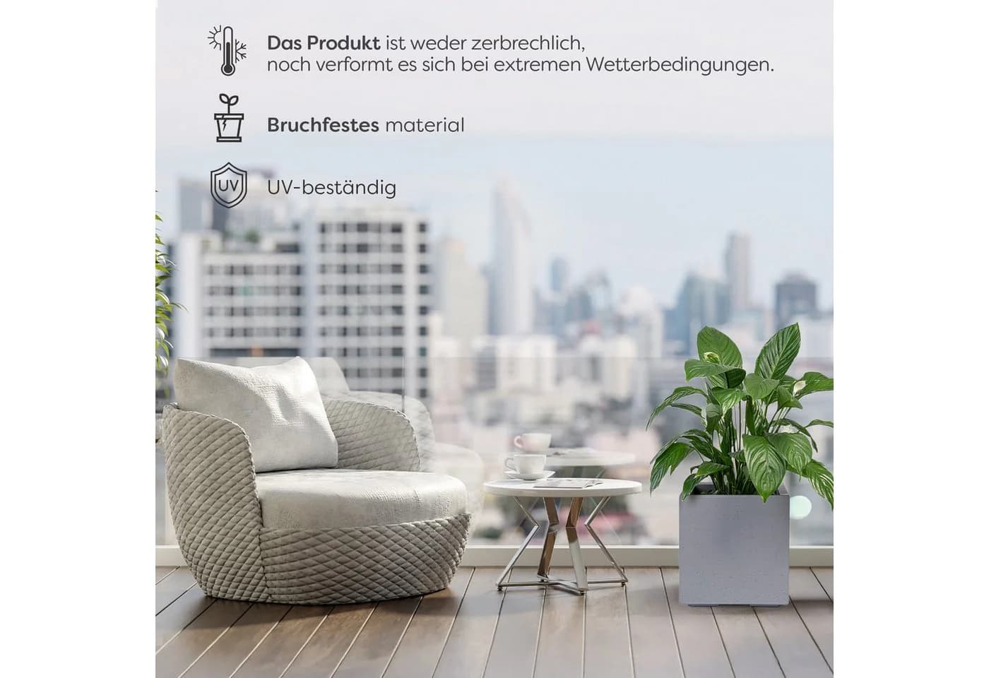 KONZEPT Pflanzkübel Grau Beton-Optik mit Rollen - Bild 4