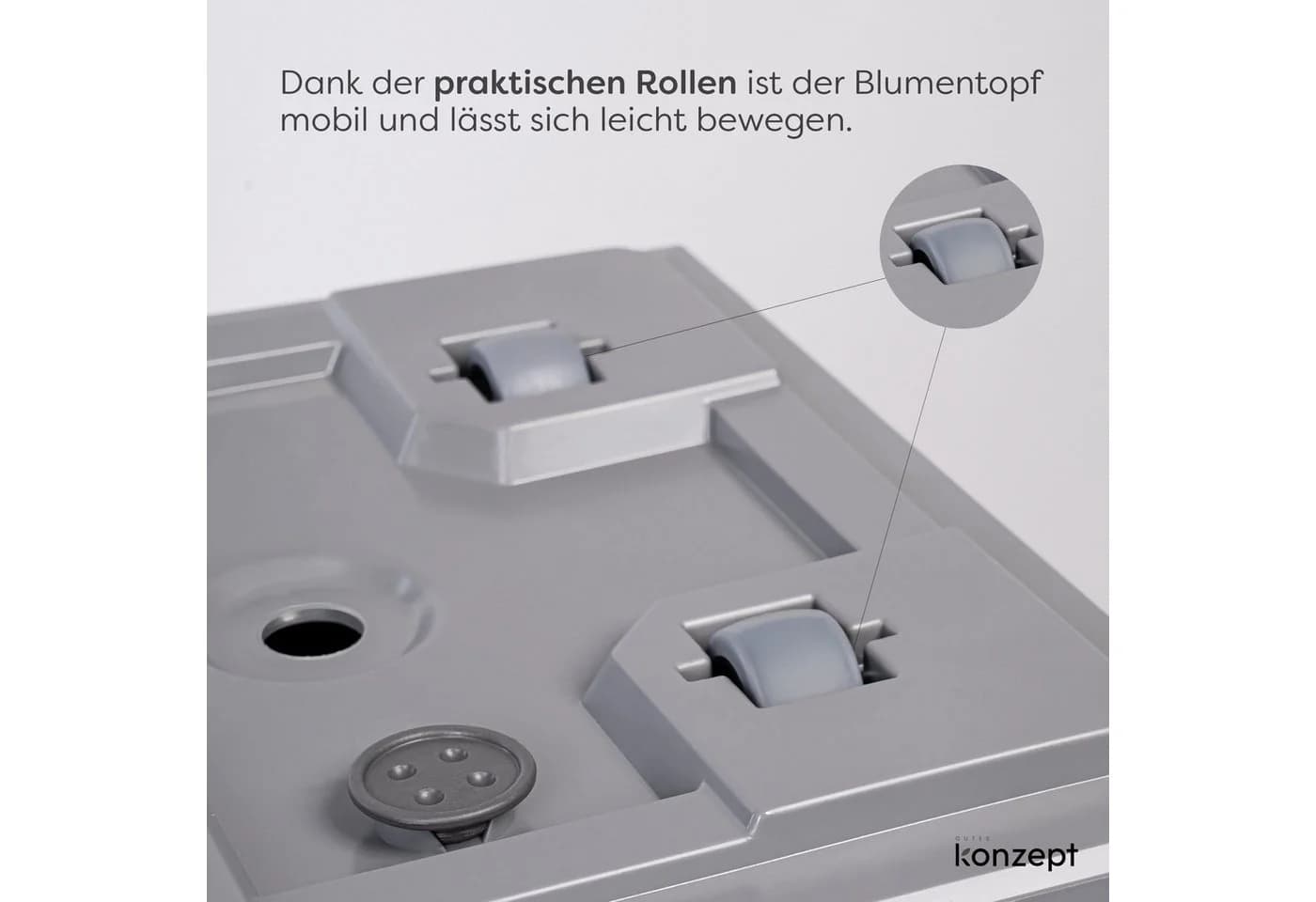 KONZEPT Pflanzkübel Grau Beton-Optik mit Rollen - Bild 5