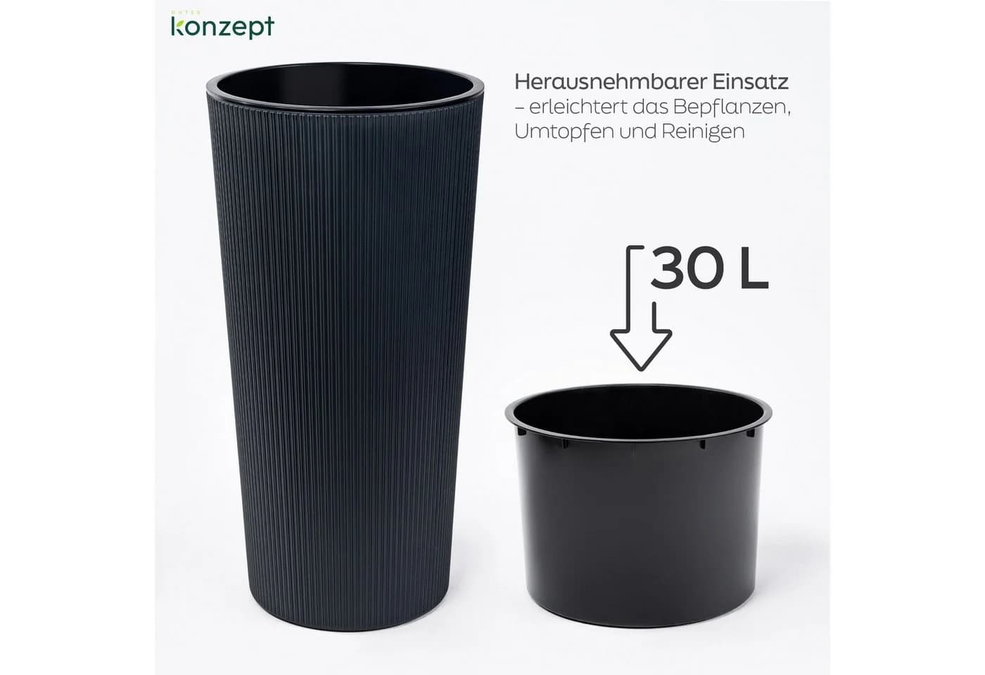 KONZEPT Blumentopf mit Einsatz Hoch 75cm für Außenbereich - Bild 5