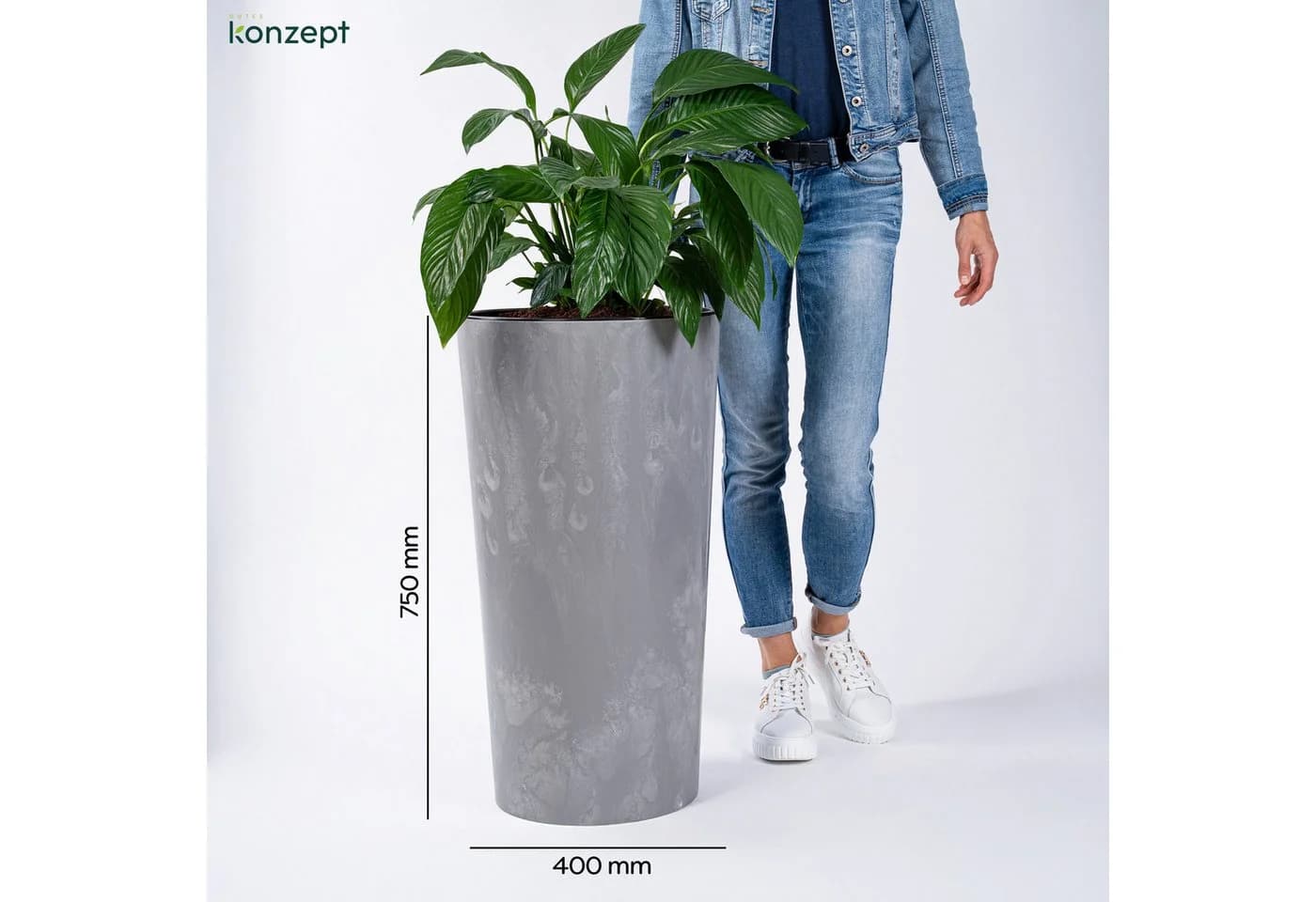 KONZEPT Blumentopf mit Einsatz Hoch 75cm in Beton Optik - Bild 3