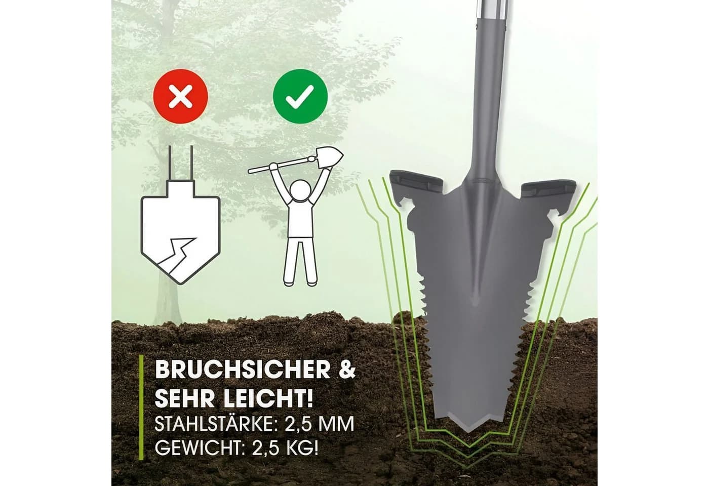 BURI Spaten Wurzelspaten Wurzelsäge V-Klingenspitze - Bild 4