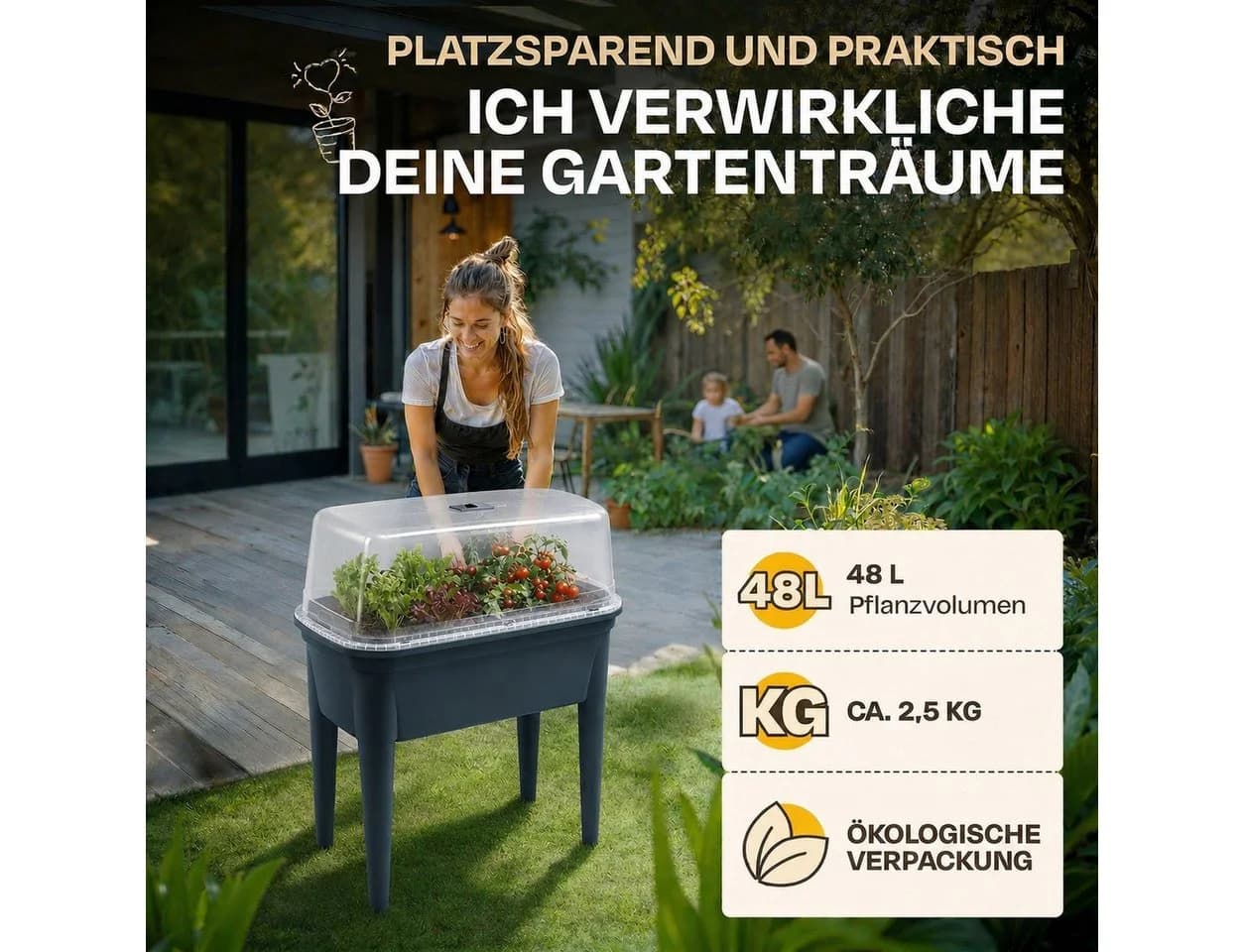 ONDIS24 Anzuchtstation Valentina Frühbeet Anthrazit Transparent - Bild 3