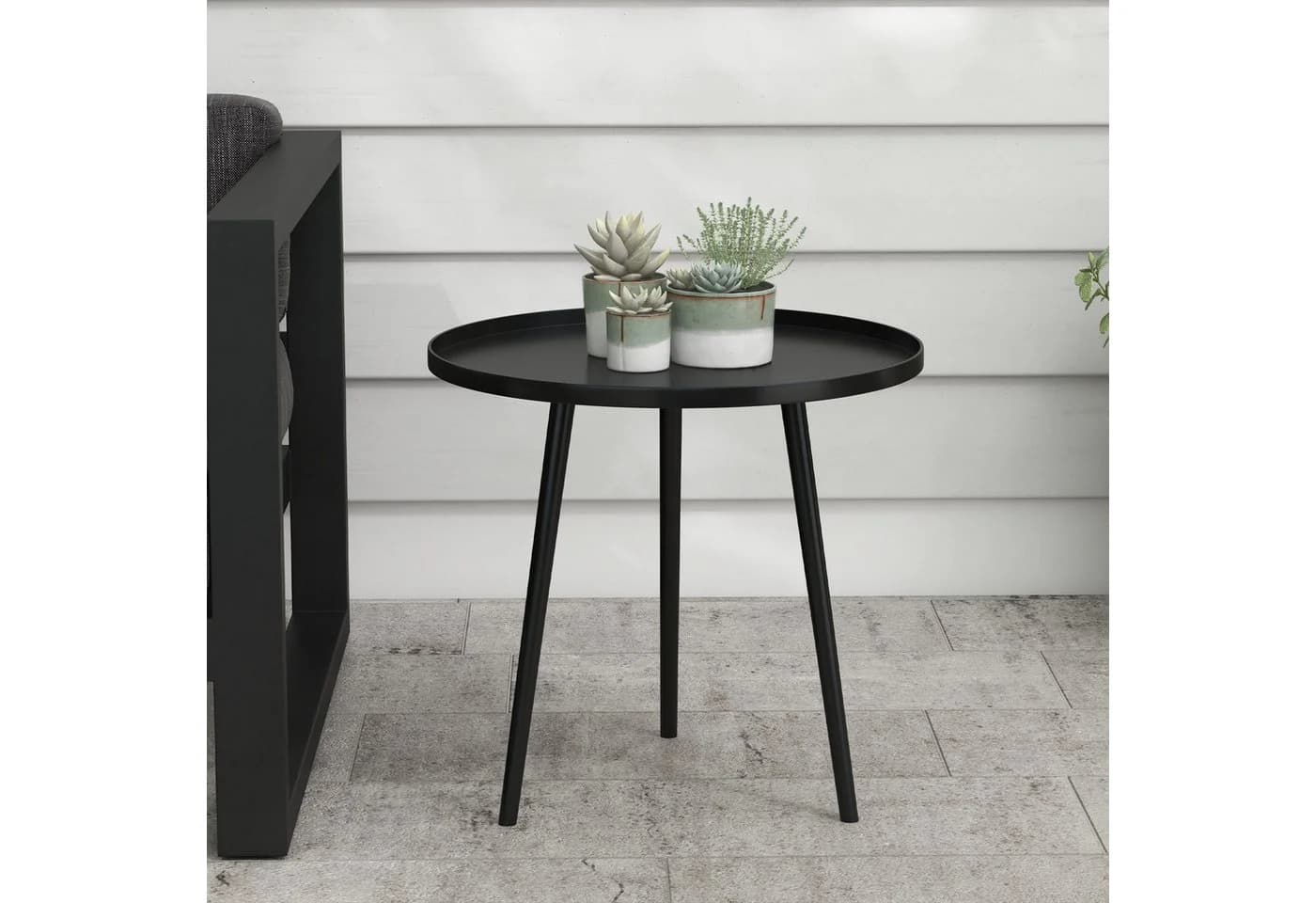 furnicato Gartentisch Outdoor Beistelltisch Schwarz