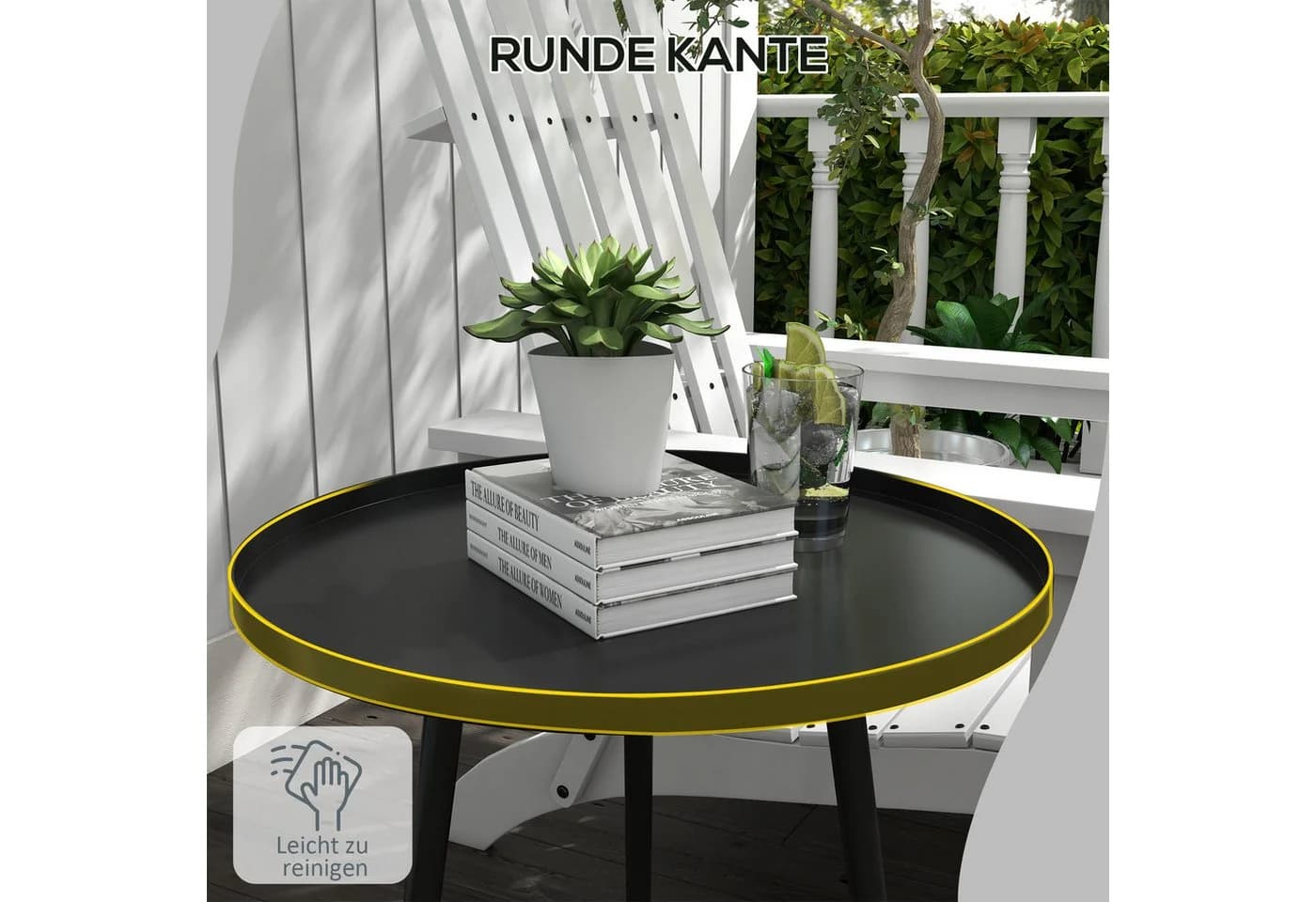 furnicato Gartentisch Outdoor Beistelltisch Schwarz - Bild 5