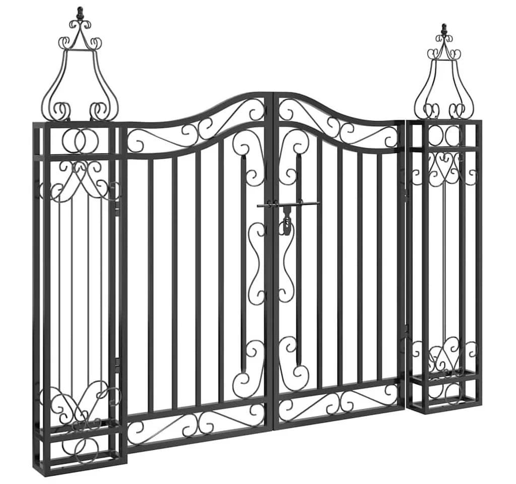 furnicato Gartentor Schmiedeeisen 121x8x100 cm Schwarz - Bild 2