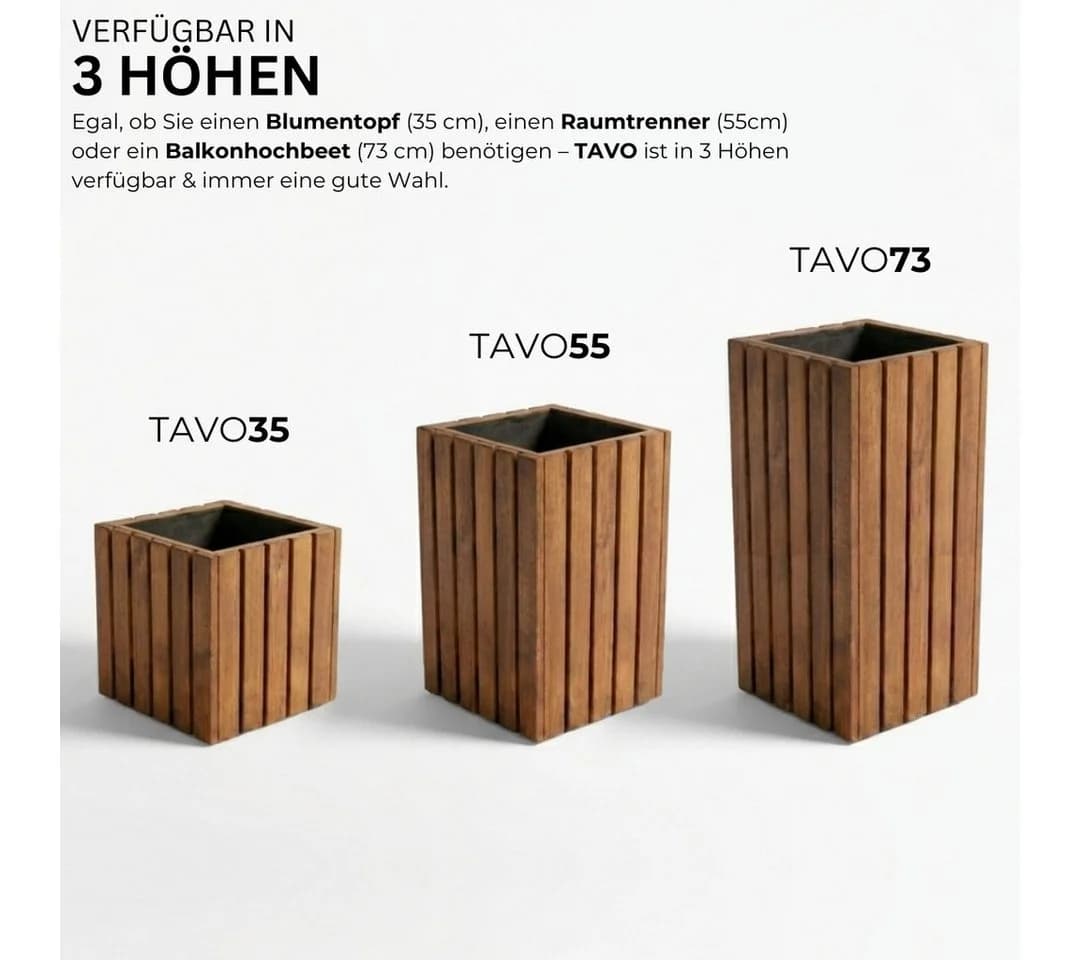 Mega-Holz Pflanzkübel TAVO35 Kiefer Blumenkasten - Bild 3