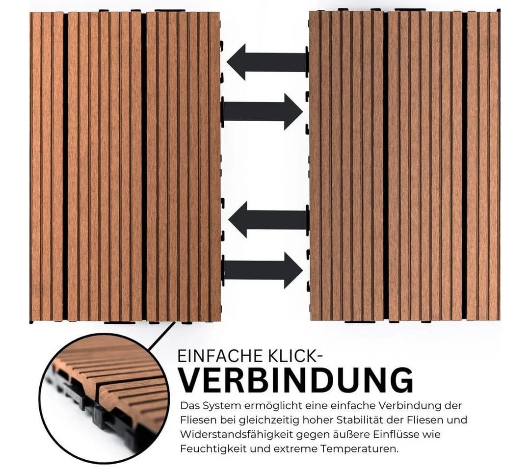 Mega-Holz Terrassenfliesen Braun Klicksystem - Bild 4