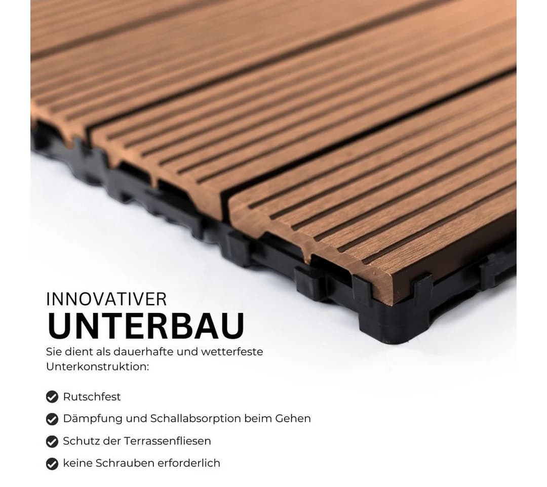 Mega-Holz Terrassenfliesen Braun Klicksystem - Bild 5