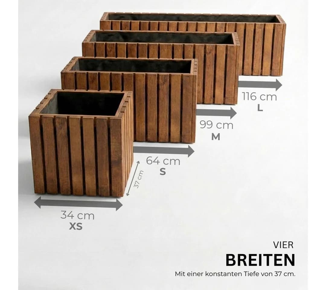 Mega-Holz Pflanzkübel TAVO73 Kiefer Blumenkasten - Bild 2