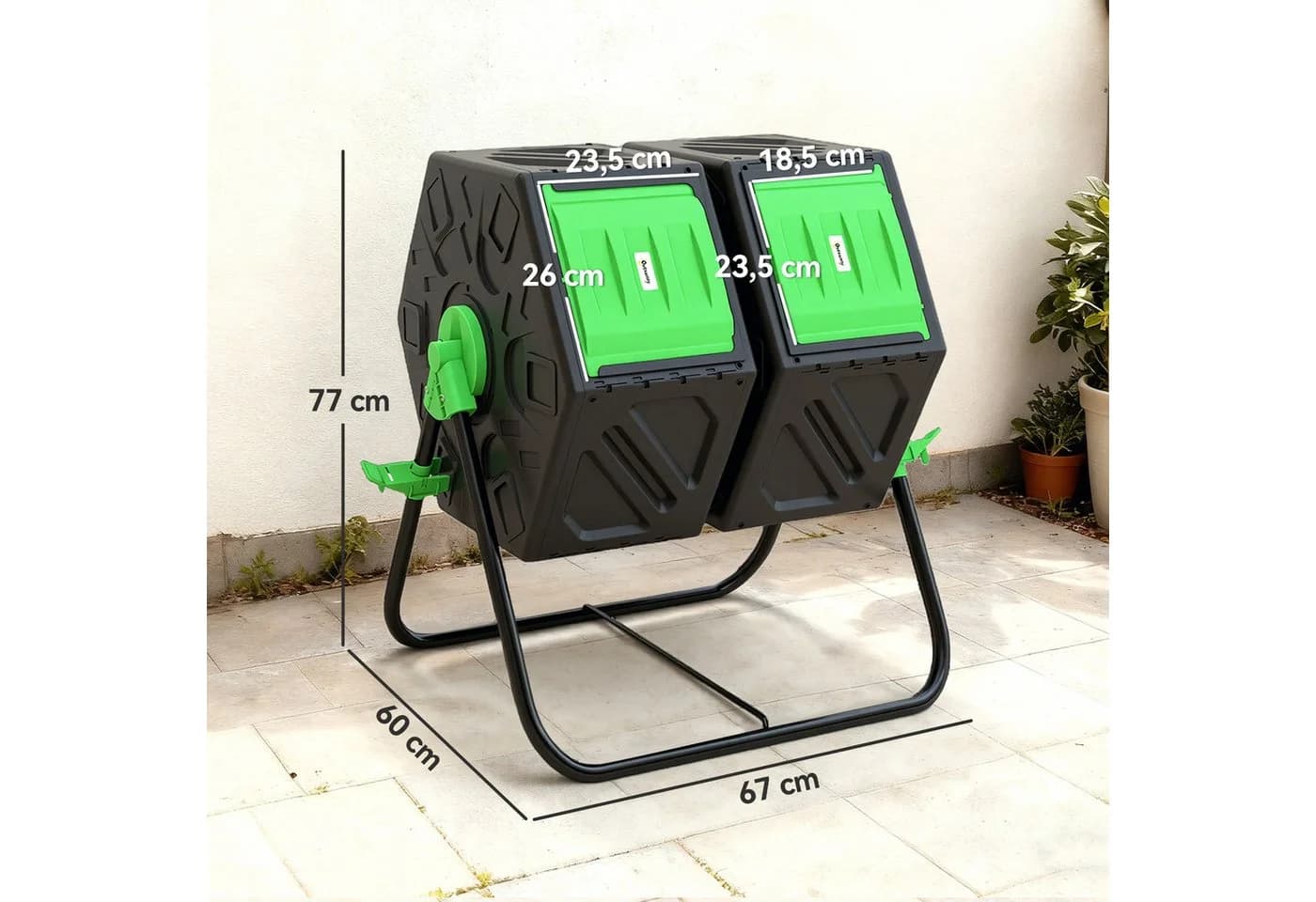 Outsunny Komposter 130L mit 24 Lüftungslöchern Grün/Schwarz - Bild 3