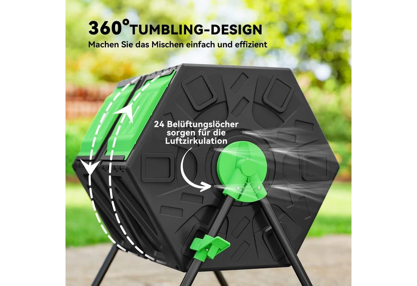 Outsunny Komposter 130L mit 24 Lüftungslöchern Grün/Schwarz - Bild 5