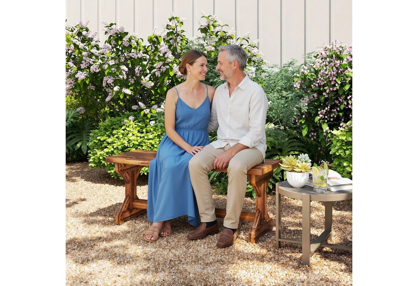 Outsunny Gartenbank X-Basis Verkohlt - Bild 2