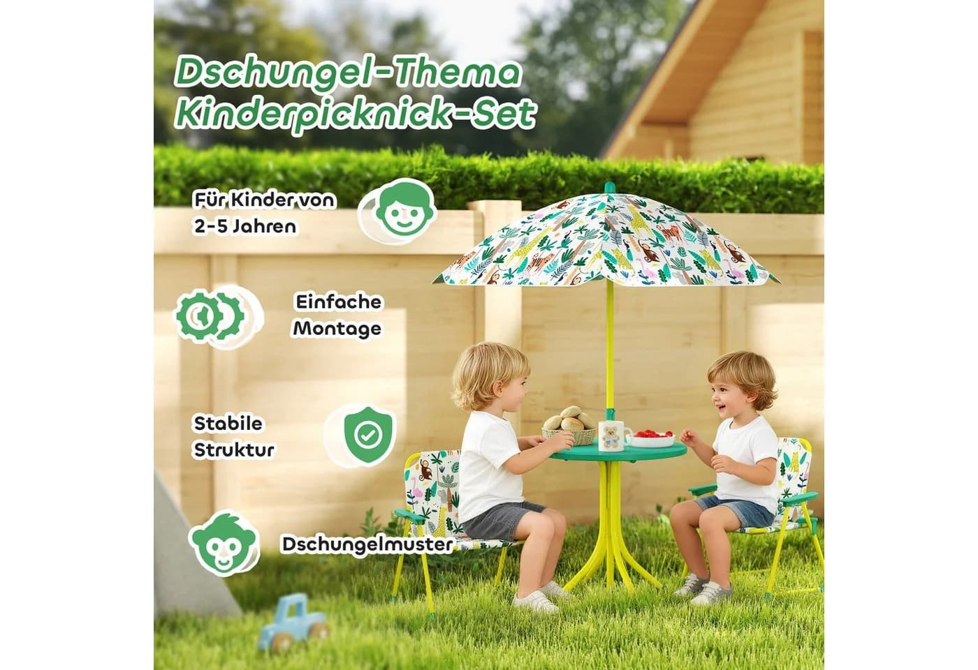 AIYAPLAY Garten-Kindersitzgruppe mit Sonnenschirm für Kinder 2-5 Jahre - Bild 4