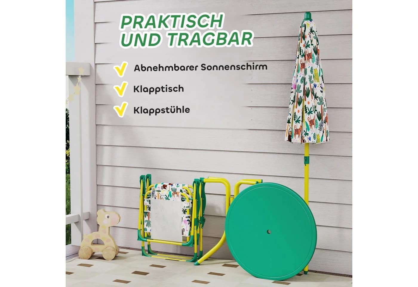 AIYAPLAY Garten-Kindersitzgruppe mit Sonnenschirm für Kinder 2-5 Jahre - Bild 5