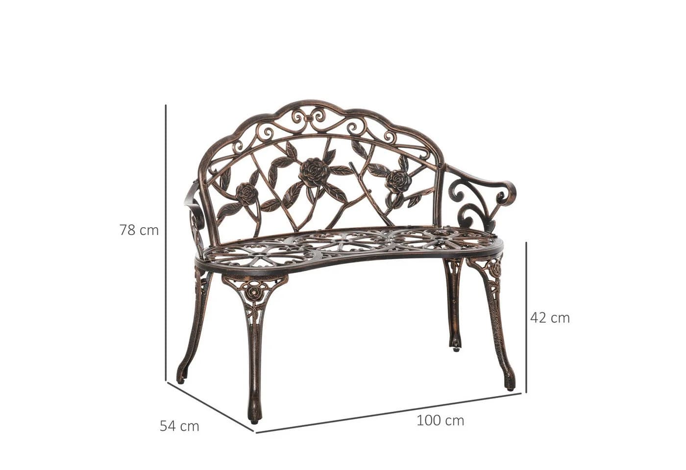 Outsunny Gartenbank Retro Stil mit Blumenmuster Bronze - Bild 3