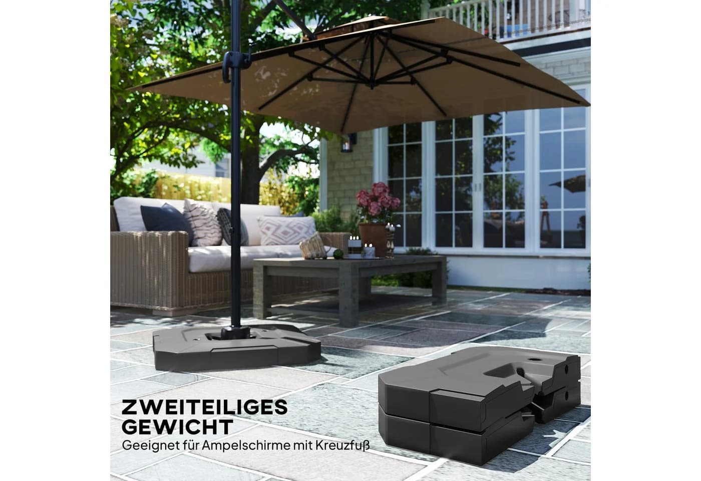 Outsunny Beschwerungsgewicht Schwarz 2-tlg. für Ampelschirm - Bild 4