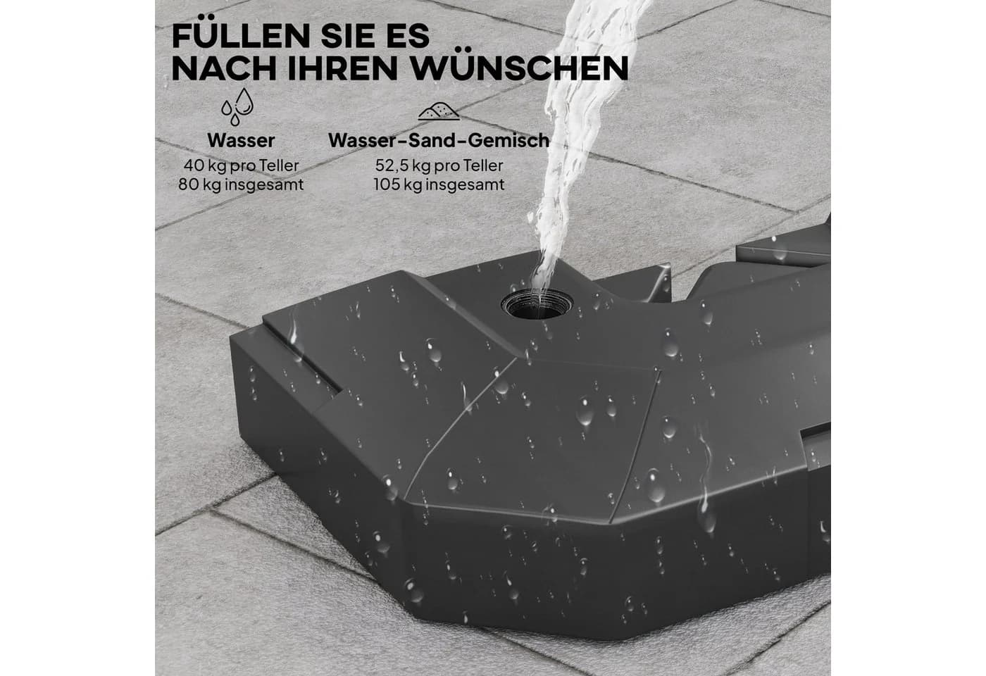 Outsunny Beschwerungsgewicht Schwarz 2-tlg. für Ampelschirm - Bild 5