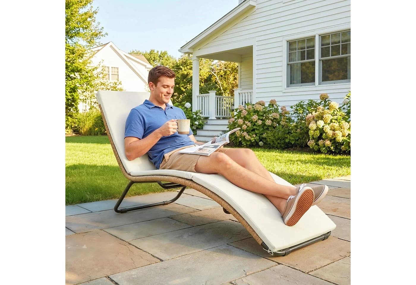 Outsunny Gartenliege mit Schaumstoffkissen PE-Rattan Stahlrahmen - Bild 2