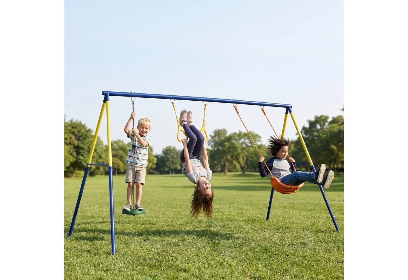 AIYAPLAY 3-in-1 Kinderschaukel mit Turnringen und Stehschaukel - Bild 2
