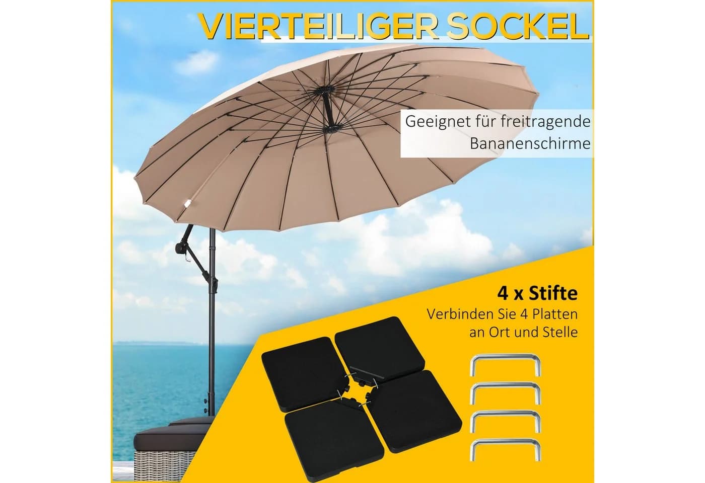 Outsunny Beschwerungsgewicht Schwarz HDPE 4-tlg. für Ampel- und Bananenschirme - Bild 4