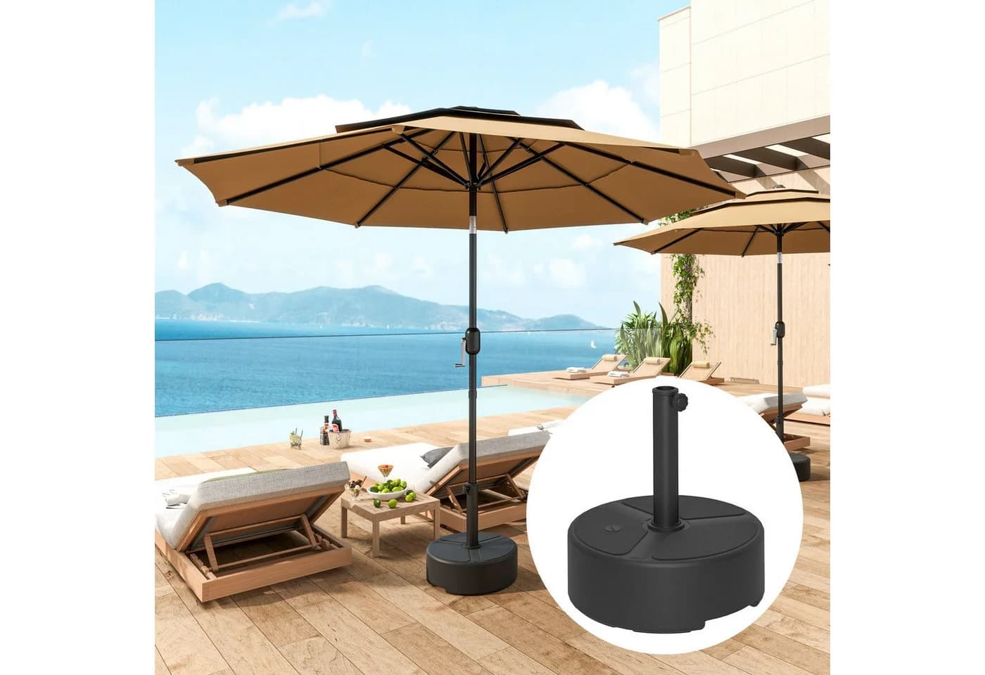 Outsunny Schirmständer Schwarz HDPE mit Sand/Wasser Befüllung - Bild 2