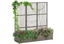 Outsunny Hochbeet mit Rankgitter Grau PE-Rattan Bild 1