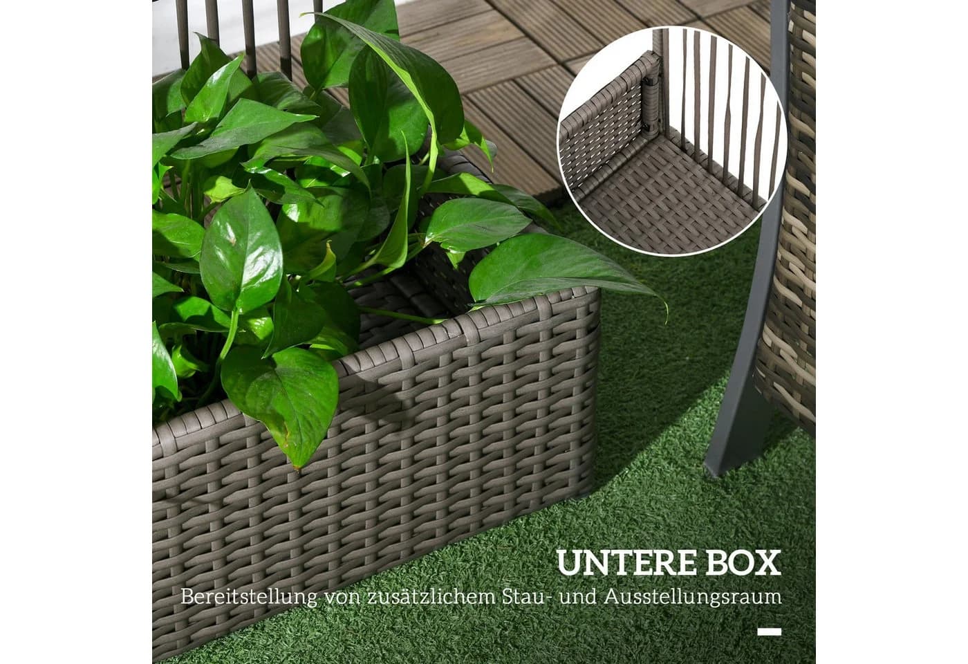 Outsunny Hochbeet mit Rankgitter Grau PE-Rattan - Bild 5