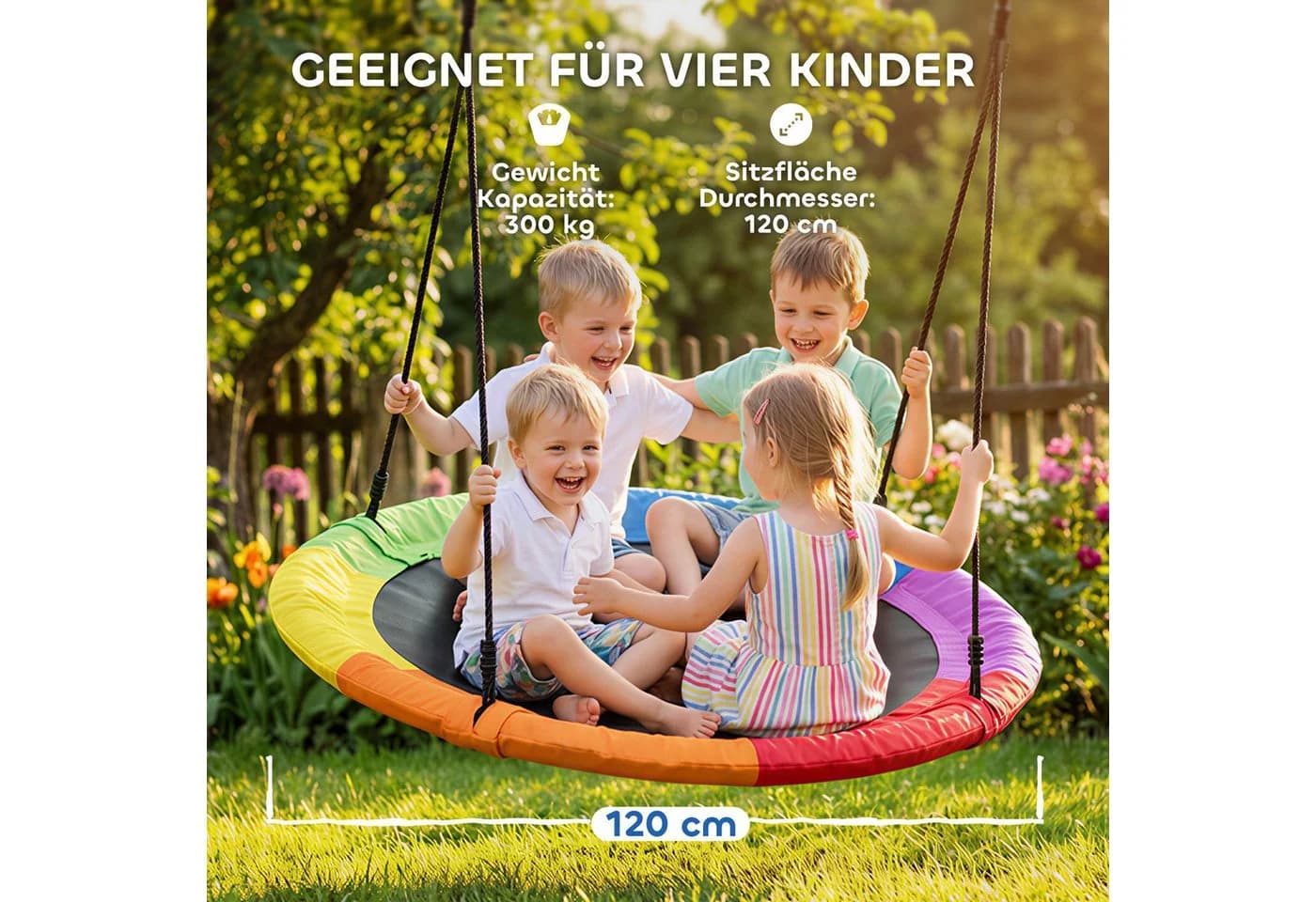 AIYAPLAY Nestschaukel bunt mit verstellbaren Seilen - Bild 5