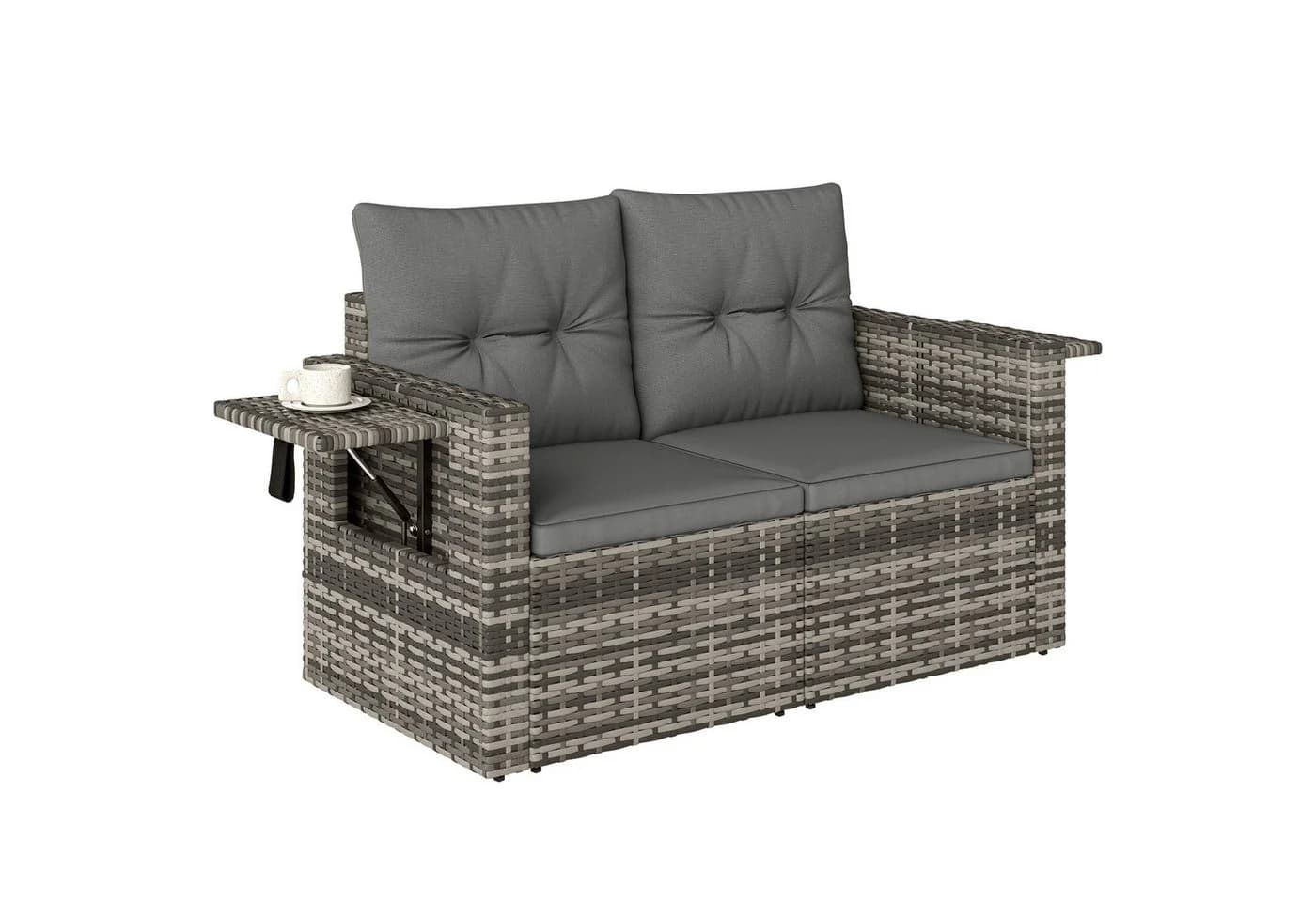 Outsunny Gartensofa 2-Sitzer Loungesofa Klappbar PE-Rattan