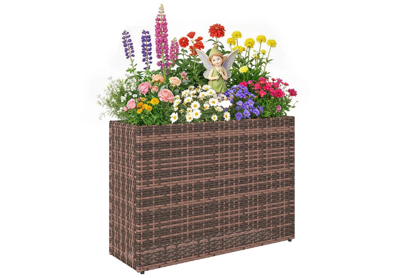 Outsunny Blumenkasten Pflanzkasten PE-Rattan Stahlrahmen 58 cm