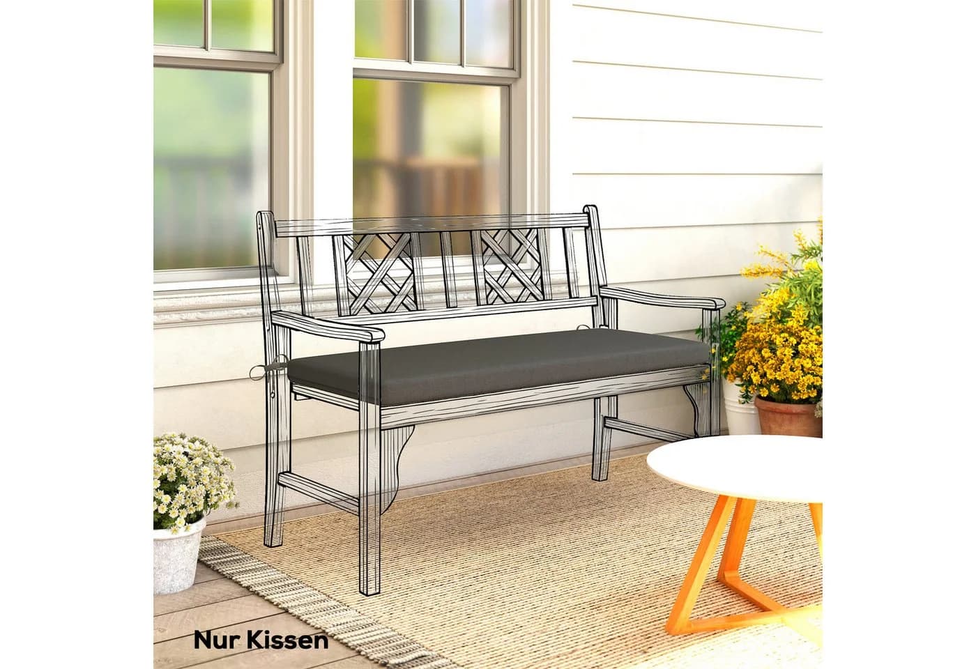 Outsunny Bankauflage Outdoor-Sitzkissen Dunkelgrau UV-beständig - Bild 2