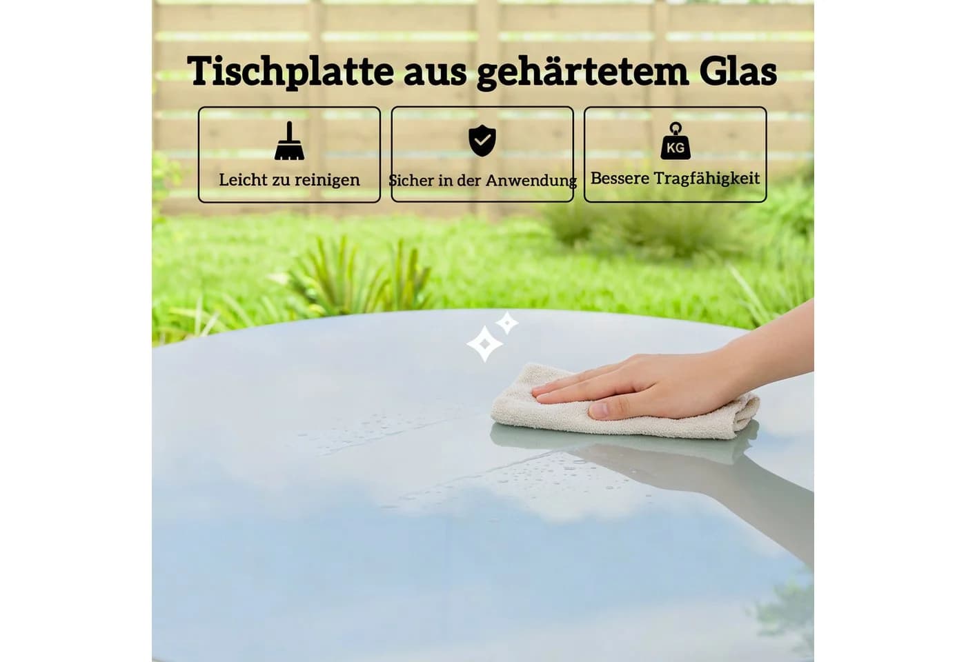 Outsunny Gartentisch Stahlrahmen PE-Rattan verstellbare Füße 80 cm - Bild 4