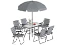 Outsunny Garten-Essgruppe 8-tlg. Grau Schwarz mit Klappstühlen Bild 1