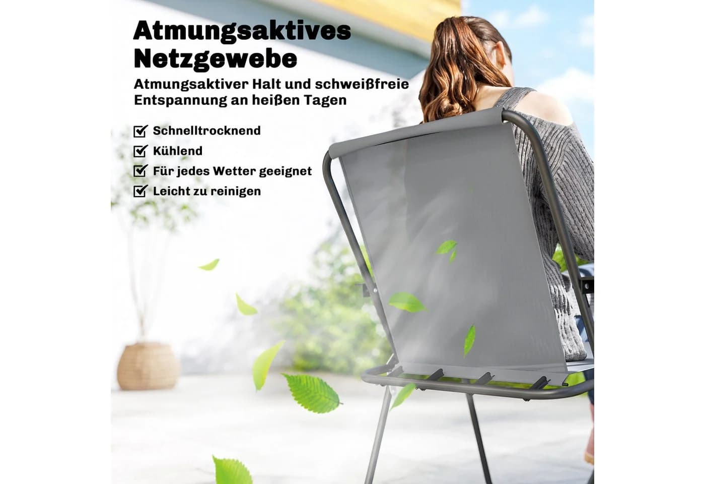 Outsunny Garten-Essgruppe 8-tlg. Grau Schwarz mit Klappstühlen - Bild 5