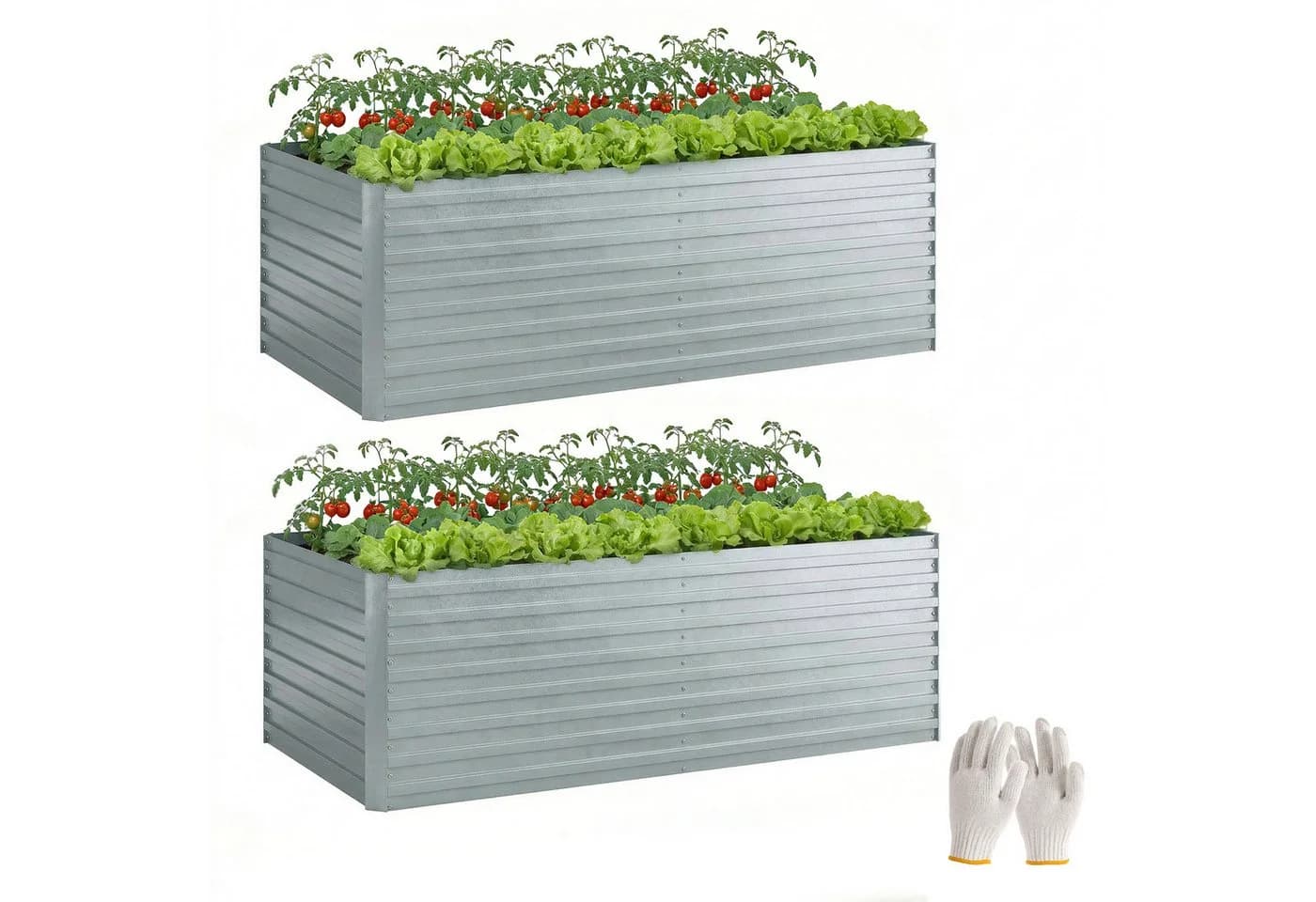 Outsunny Hochbeet 180x90x60cm 2er Set Verzinkter Stahl Silber