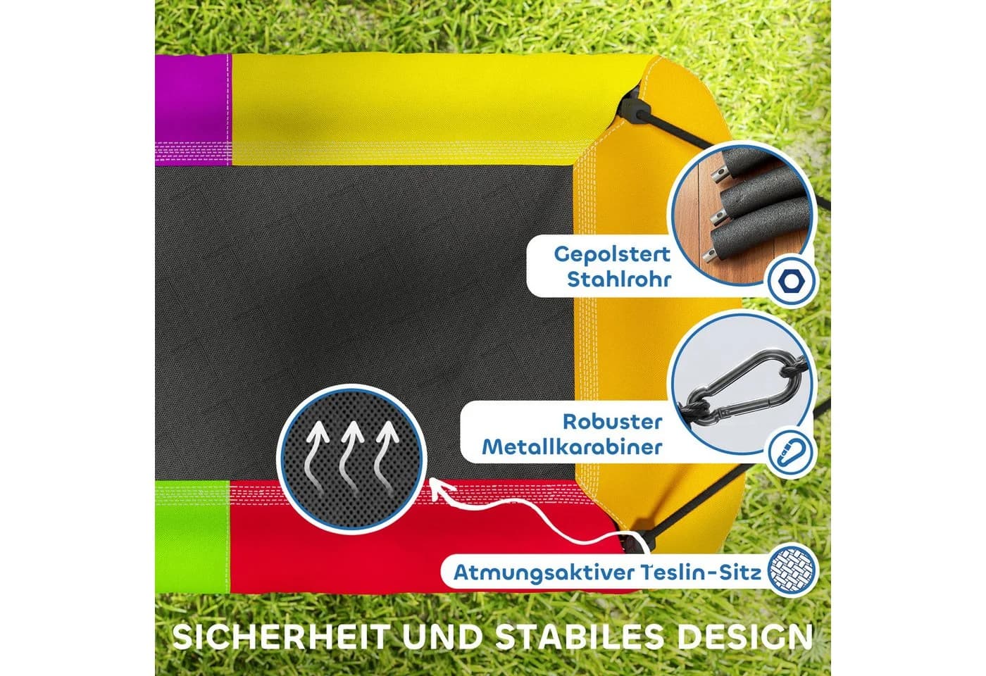 AIYAPLAY Nestschaukel - Hängeschaukel für Garten & Terrasse - Mehrfarbig - 148x77x180cm - Bild 4