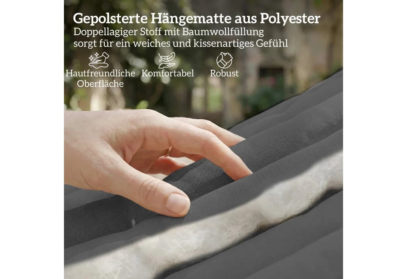 Outsunny Hängematte mit Kopfstütze und Magazintasche Grau - Bild 4