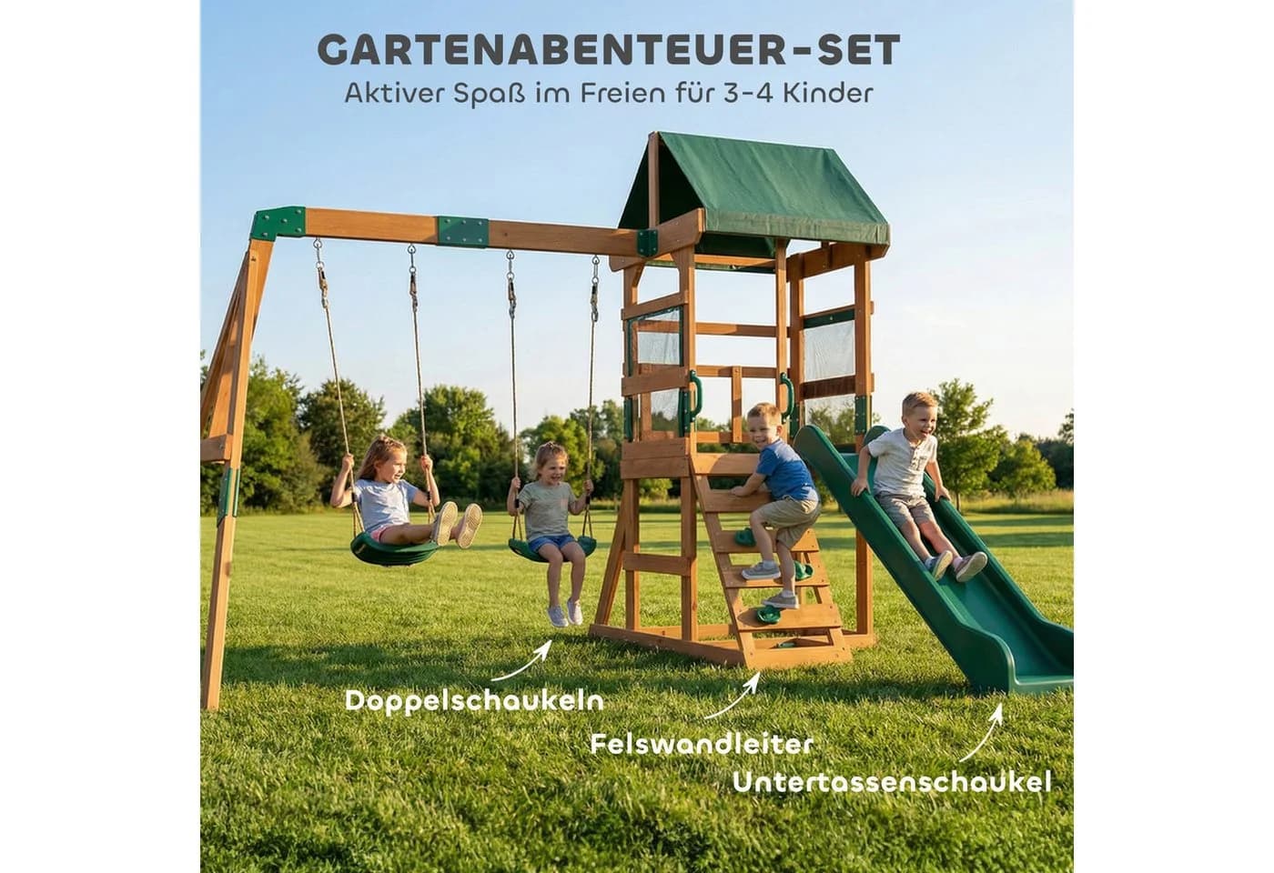 AIYAPPLAY Schaukelgestell mit Rutsche und Kletterwand - Bild 4