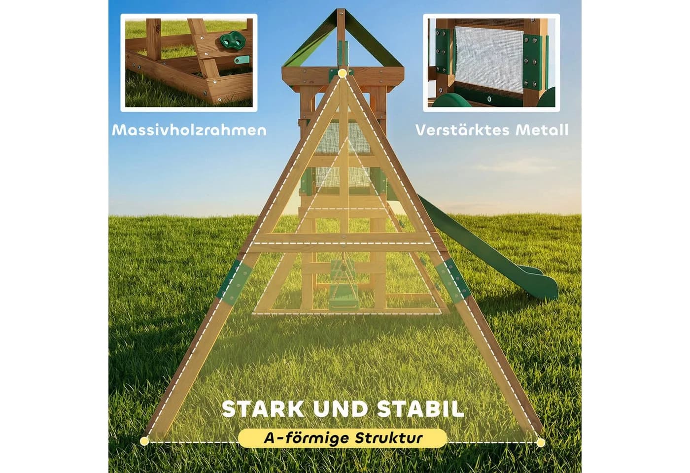 AIYAPPLAY Schaukelgestell mit Rutsche und Kletterwand - Bild 5