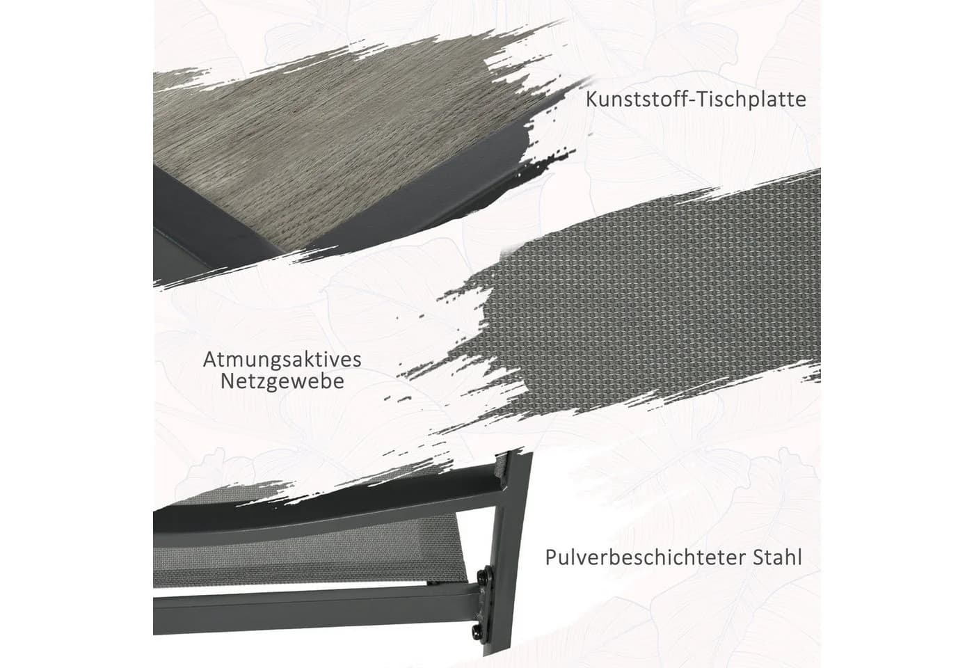 Outsunny Garten-Essgruppe 7-tlg. Grau Stahl Mesh Stapelbar - Bild 5