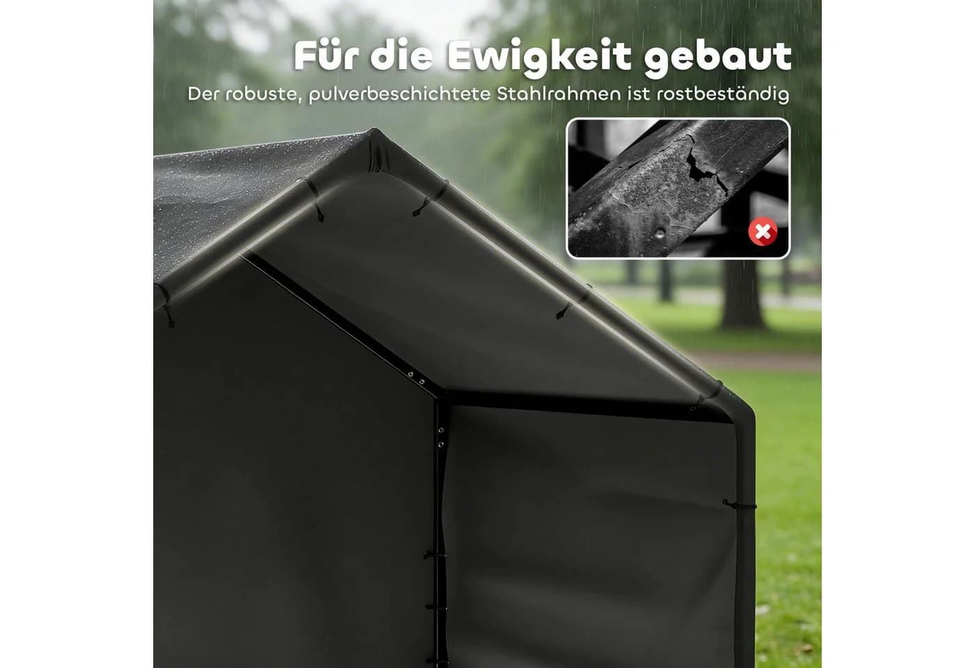 PawHut Hundehütte Outdoor Schwarz mit wetterfestem Dach - Bild 4