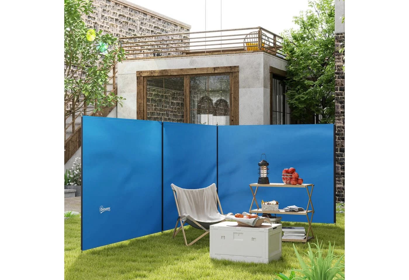 Outsunny Windschutz 540x150 cm Blau mit Stahlstangen - Bild 2