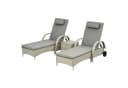 Outsunny Gartenlounge-Set 3-tlg. Grau mit Rollen & verstellbarer Lehne Bild 1