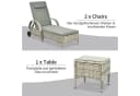 Outsunny Gartenlounge-Set 3-tlg. Grau mit Rollen & verstellbarer Lehne Bild 5