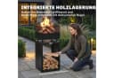 Outsunny Feuerschale Schwarz mit Holzlager und verstellbaren Füßen Bild 5