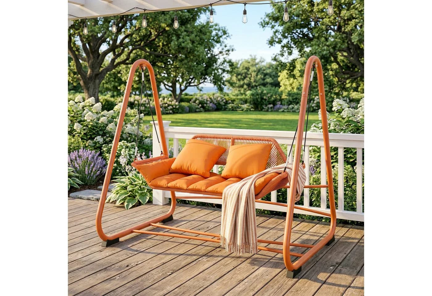 Outsunny Hollywoodschaukel Terrakotta mit Kissen - Bild 2